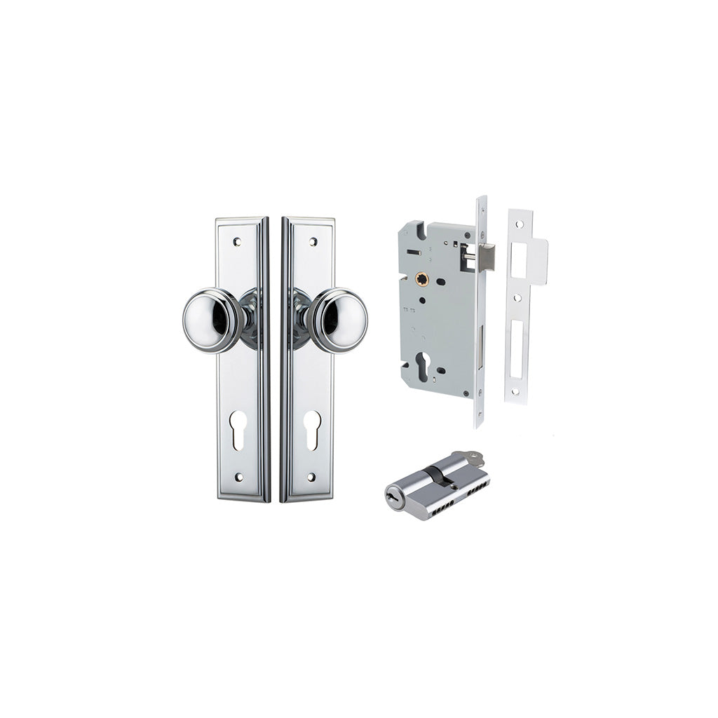 Paddington Knob - Stepped Backplate Polished Chrome / Entrance / Entrance Kit Dual Function (Key-Key)