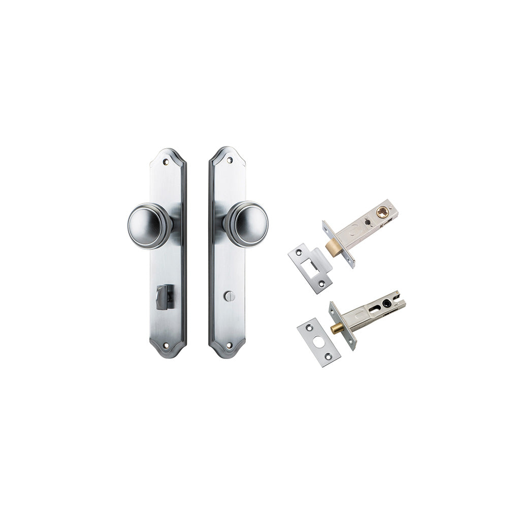 Paddington Knob - Shouldered Backplate Brushed Chrome / Privacy / Separate Privacy Kit