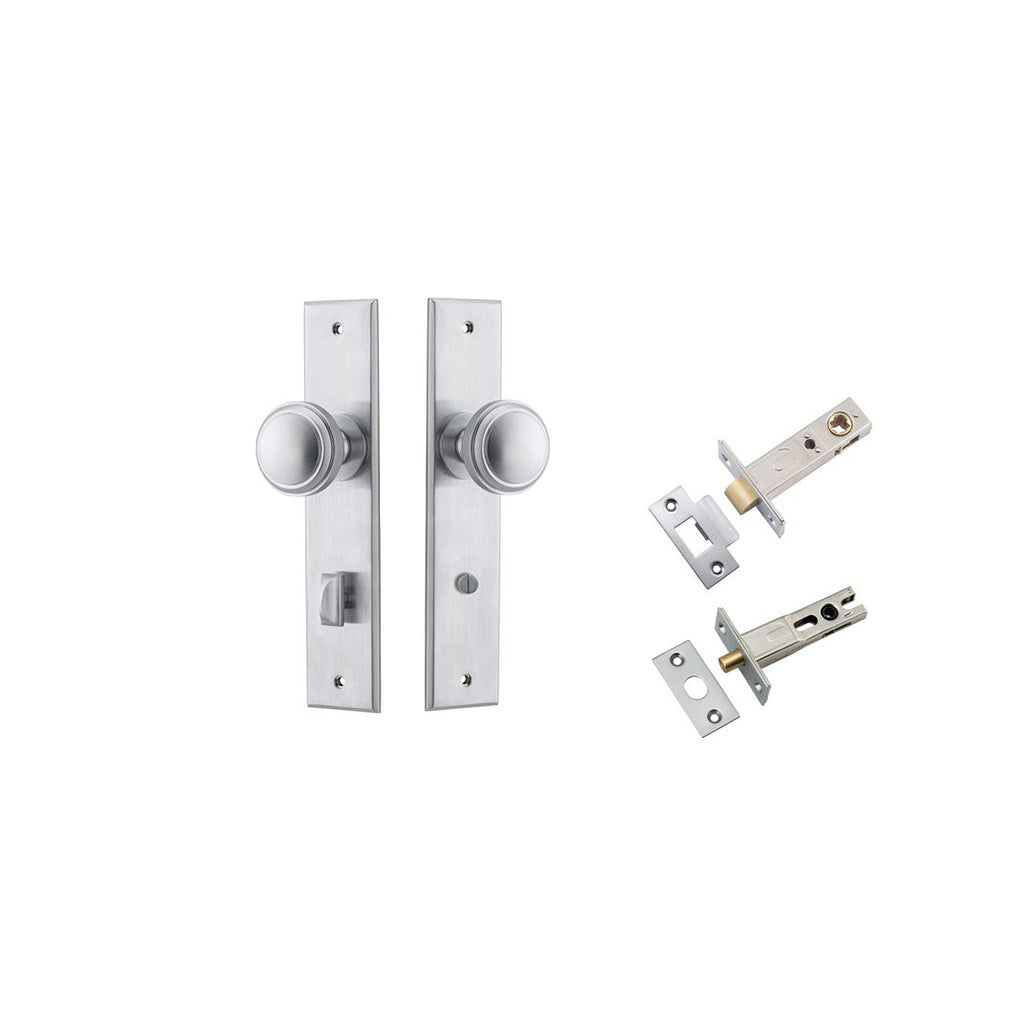 Paddington Knob - Chamfered Backplate Brushed Chrome / Privacy / Separate Privacy Kit