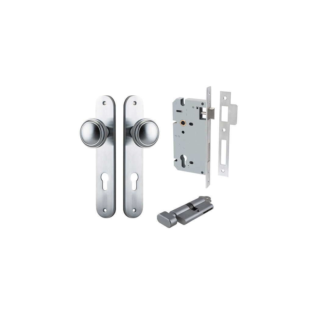 Paddington Knob - Oval Backplate Brushed Chrome / Entrance / Entrance Kit (Key-Thumb)