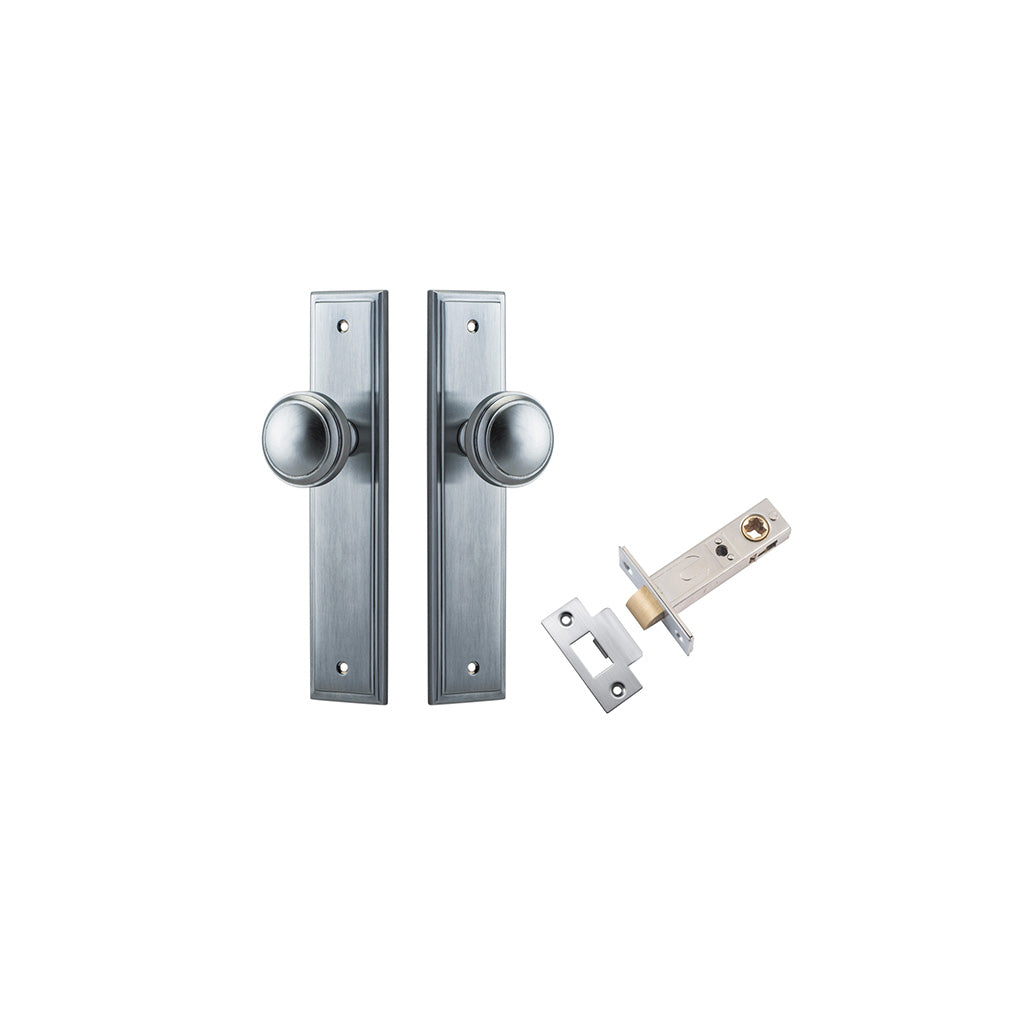 Paddington Knob - Stepped Backplate Brushed Chrome / Passage / Passage Kit