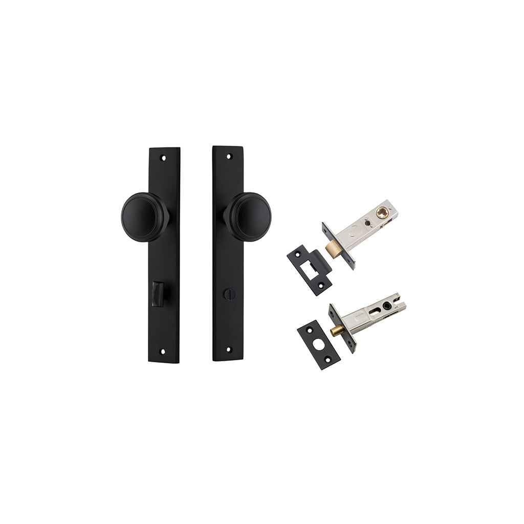 Paddington Knob - Rectangular Backplate Matt Black / Privacy / Separate Privacy Kit