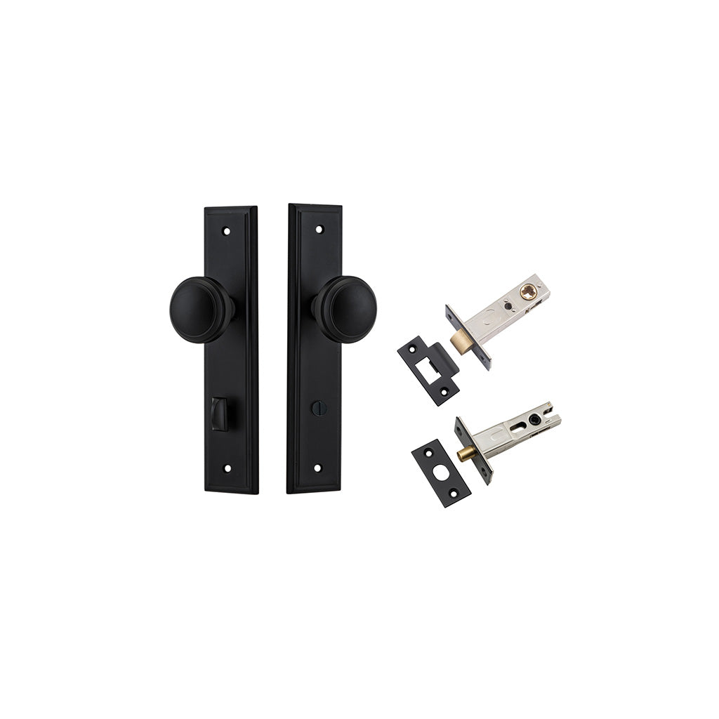 Paddington Knob - Stepped Backplate Matt Black / Privacy / Separate Privacy Kit