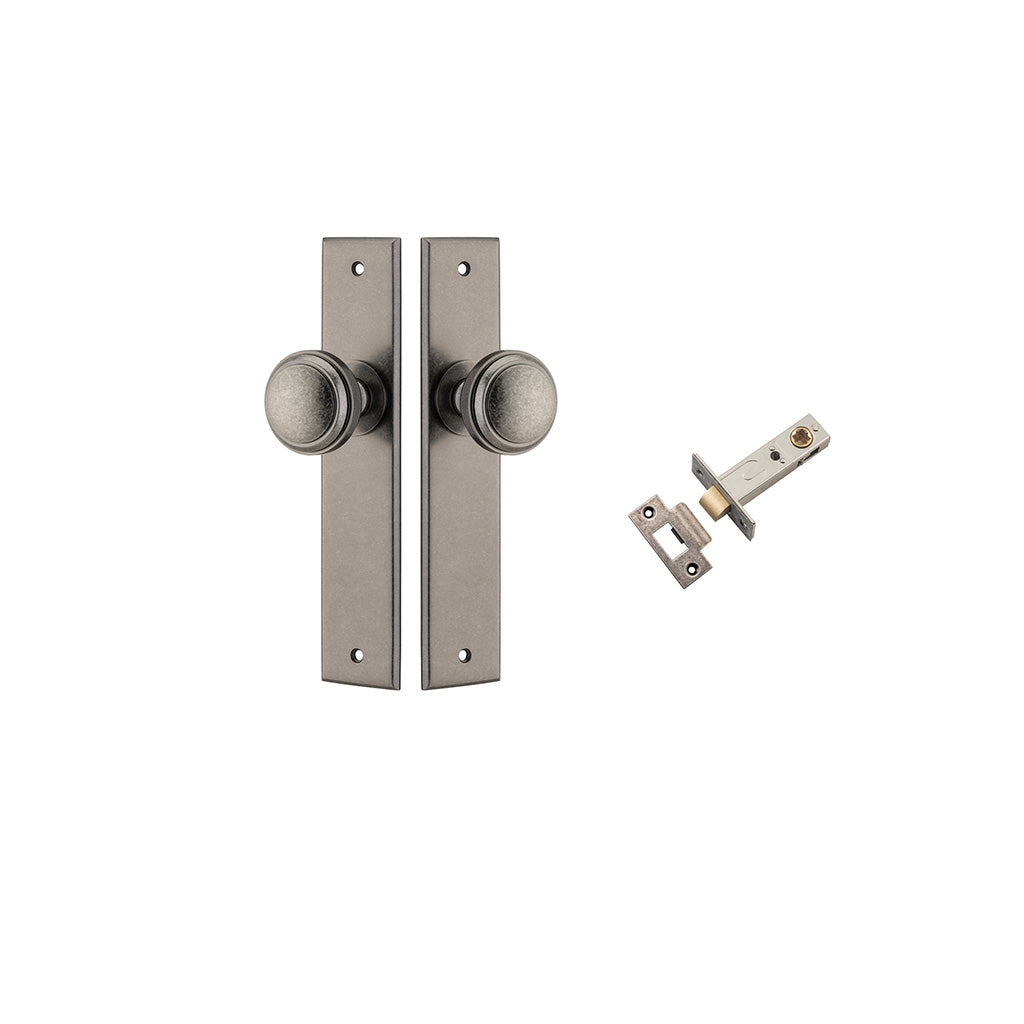 Paddington Knob - Chamfered Backplate Distressed Nickel / Passage / Passage Kit