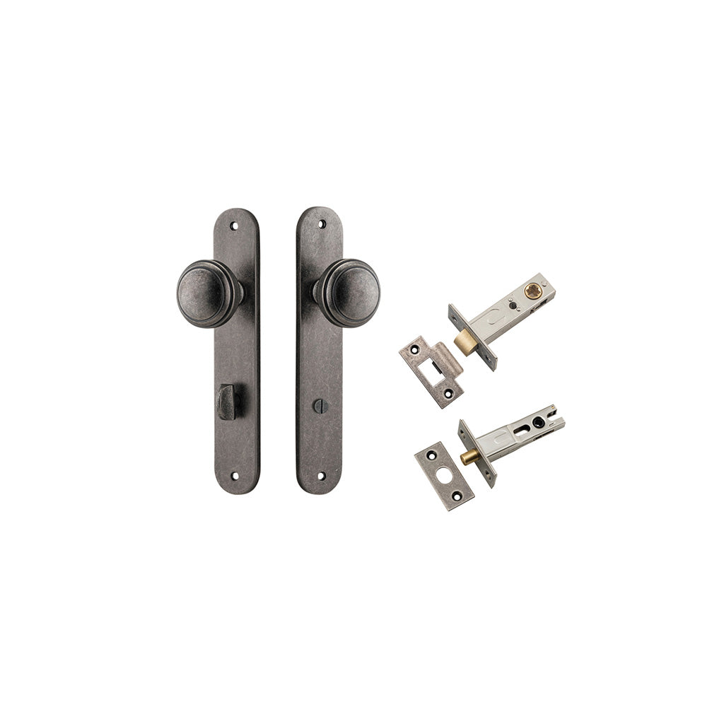 Paddington Knob - Oval Backplate Distressed Nickel / Privacy / Separate Privacy Kit