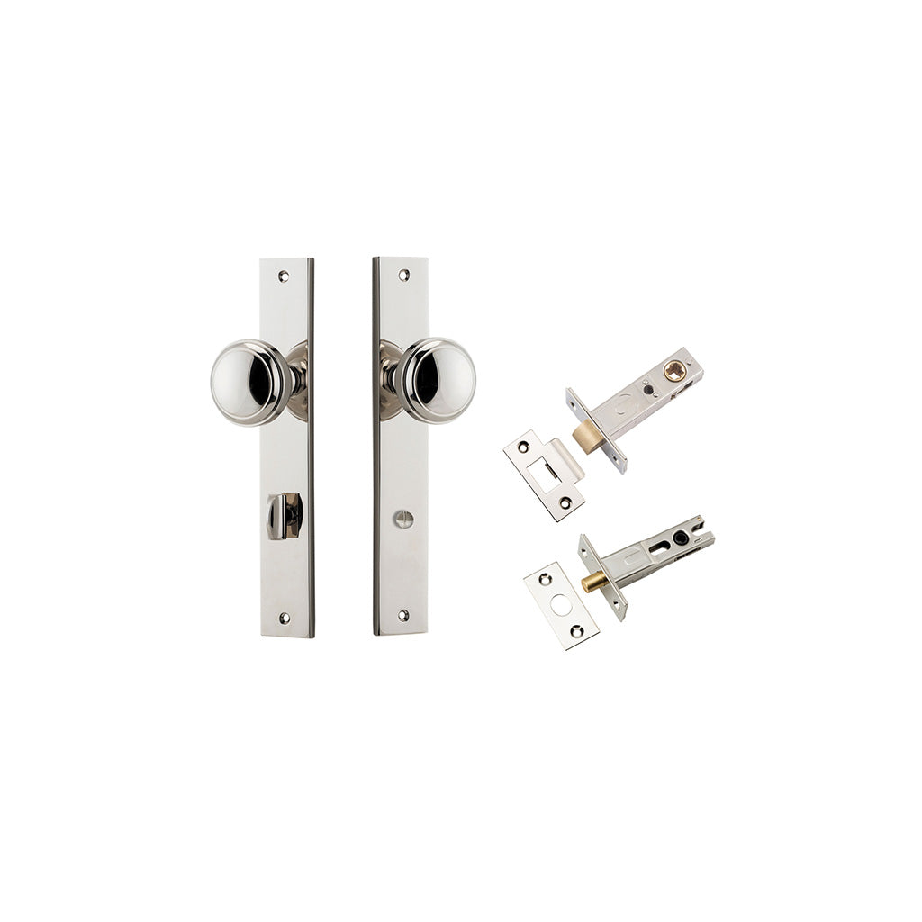 Paddington Knob - Rectangular Backplate Polished Nickel / Privacy / Separate Privacy Kit