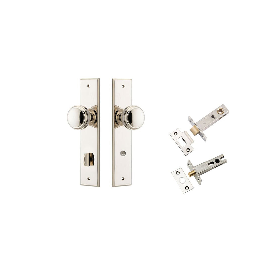 Paddington Knob - Chamfered Backplate Polished Nickel / Privacy / Separate Privacy Kit