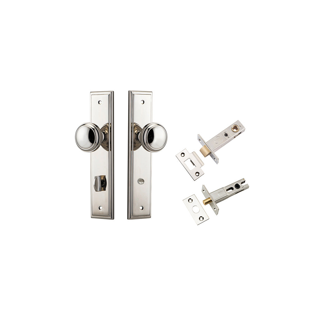 Paddington Knob - Stepped Backplate Polished Nickel / Privacy / Separate Privacy Kit