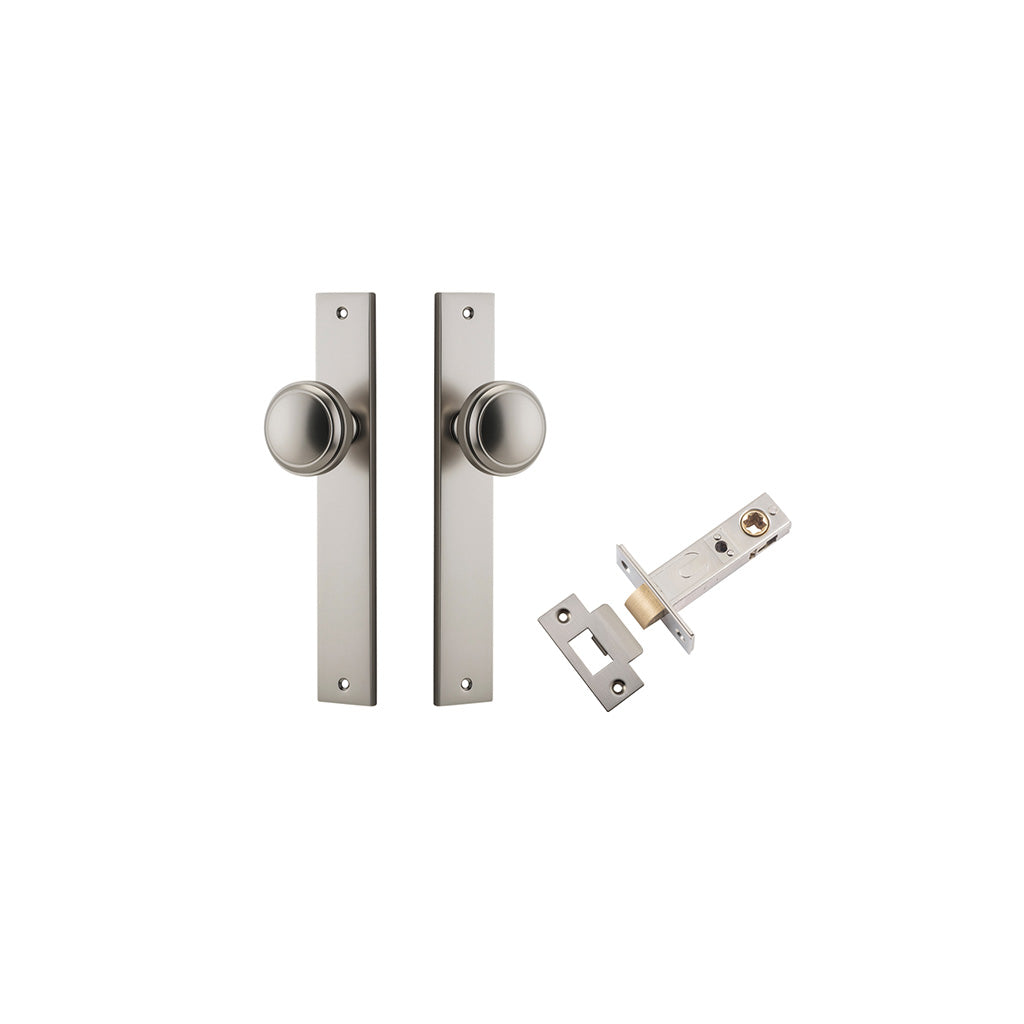 Paddington Knob - Rectangular Backplate Satin Nickel / Passage / Passage Kit