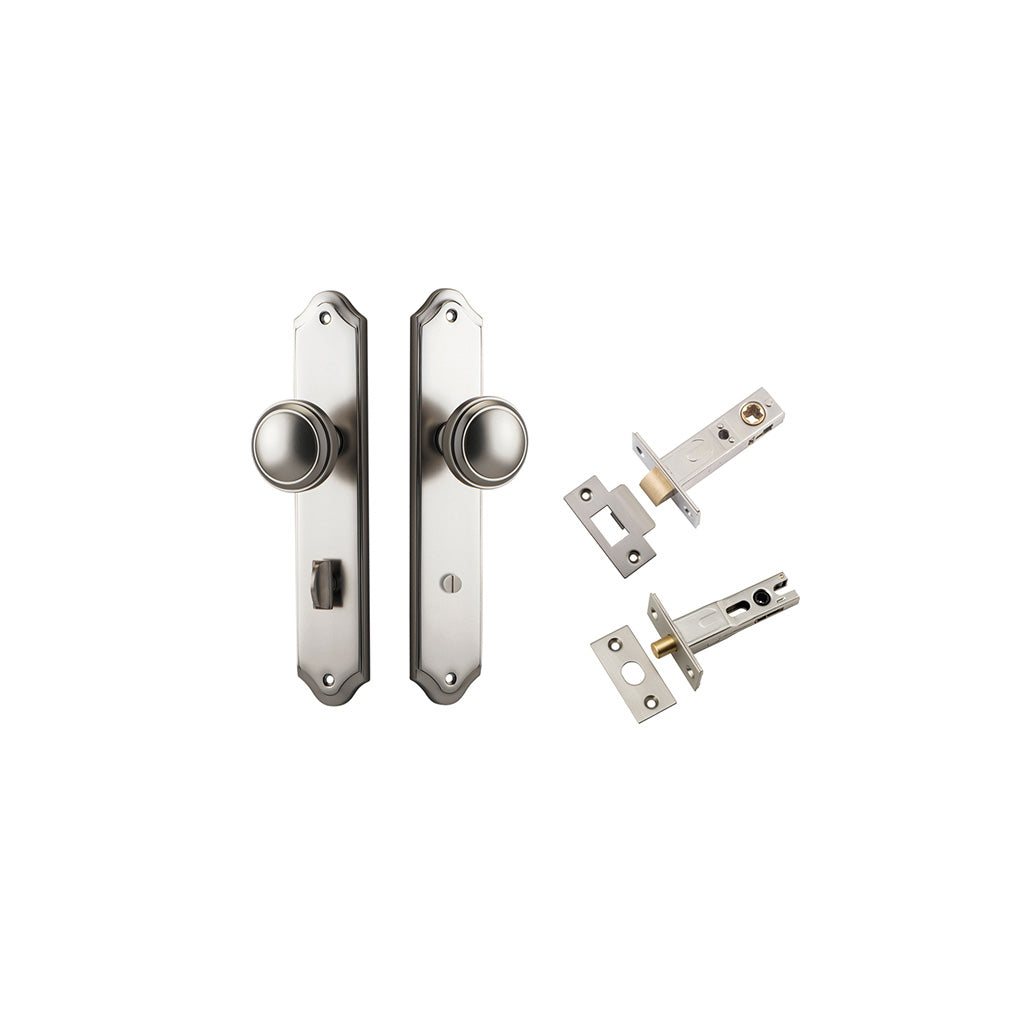 Paddington Knob - Shouldered Backplate Satin Nickel / Privacy / Separate Privacy Kit