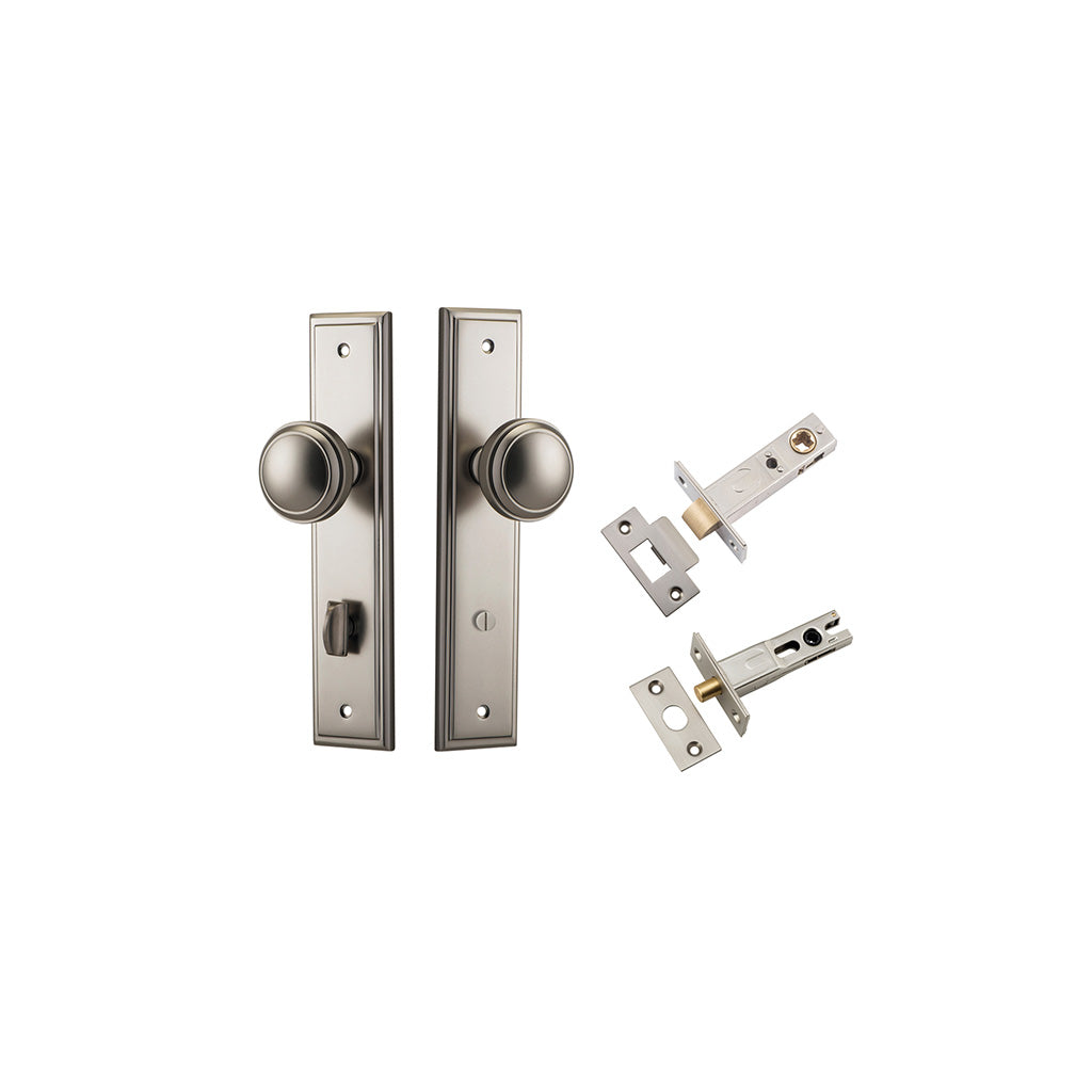 Paddington Knob - Stepped Backplate Satin Nickel / Privacy / Separate Privacy Kit