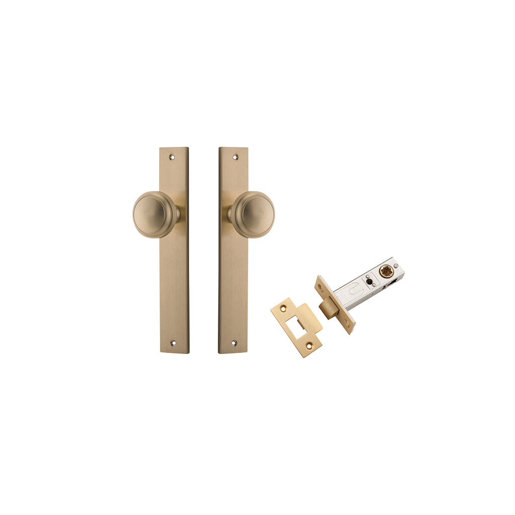 Paddington Knob - Rectangular Backplate Brushed Brass / Passage / Passage Kit