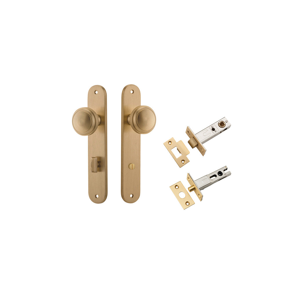 Paddington Knob - Oval Backplate Brushed Brass / Privacy / Separate Privacy Kit
