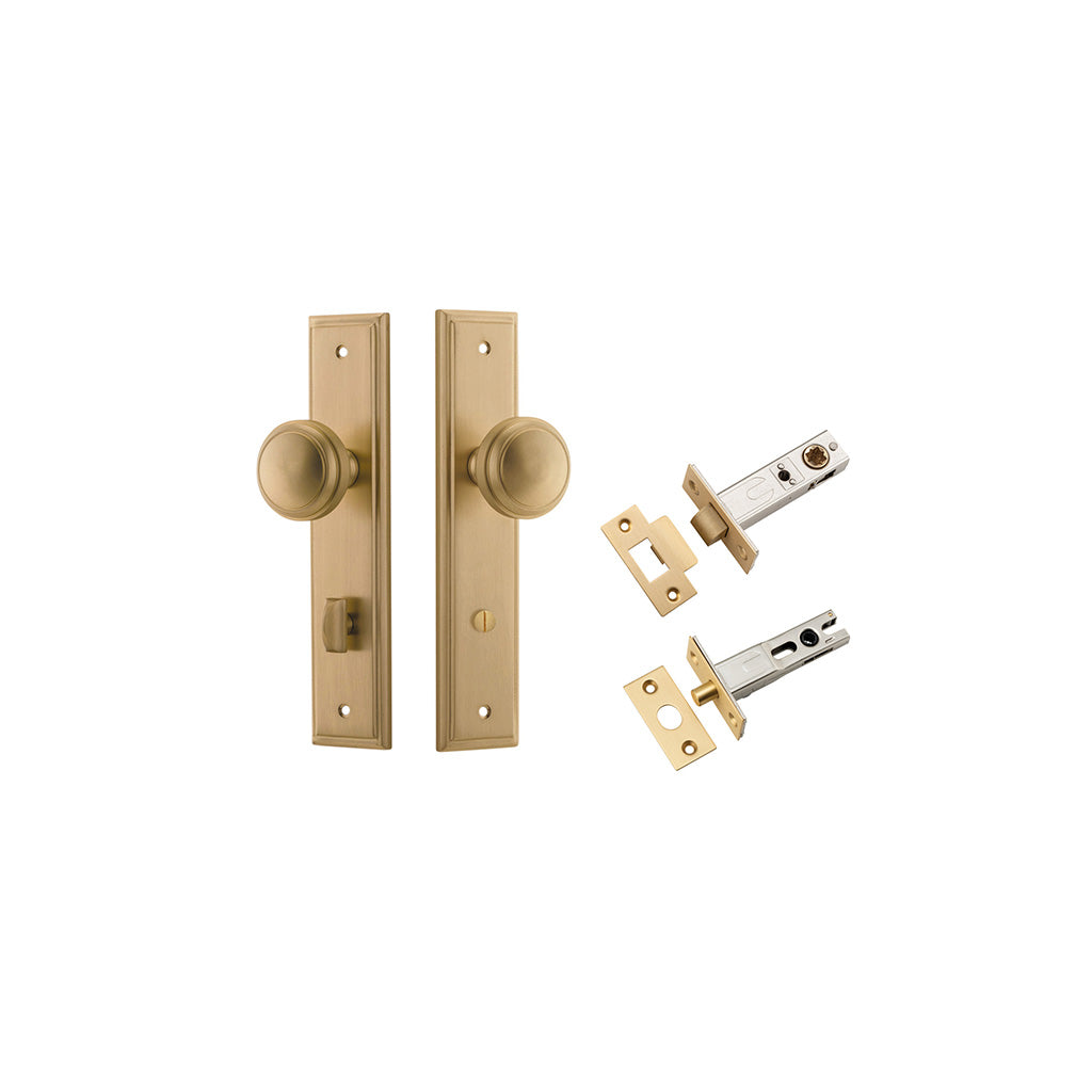 Paddington Knob - Stepped Backplate Brushed Brass / Privacy / Separate Privacy Kit