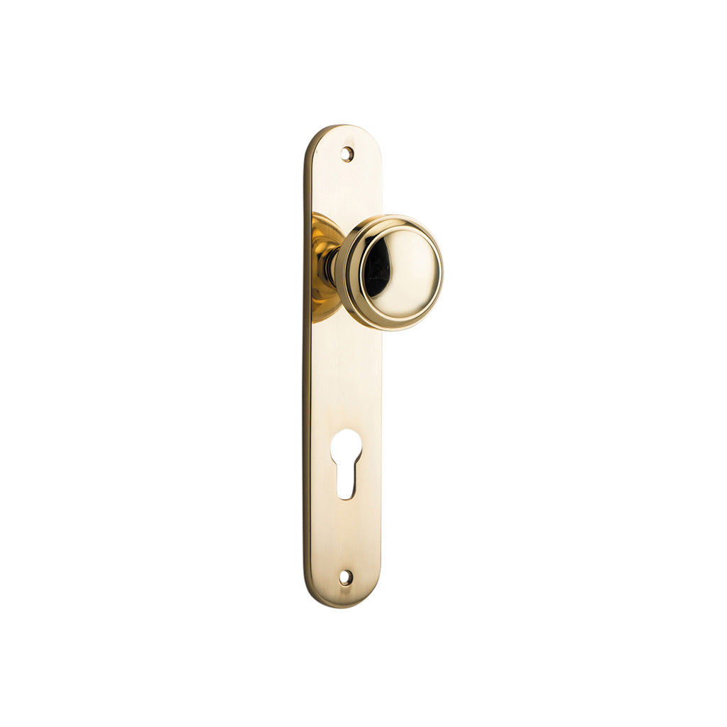 Paddington Knob - Oval Backplate Polished Brass / Entrance / Lever Set Only