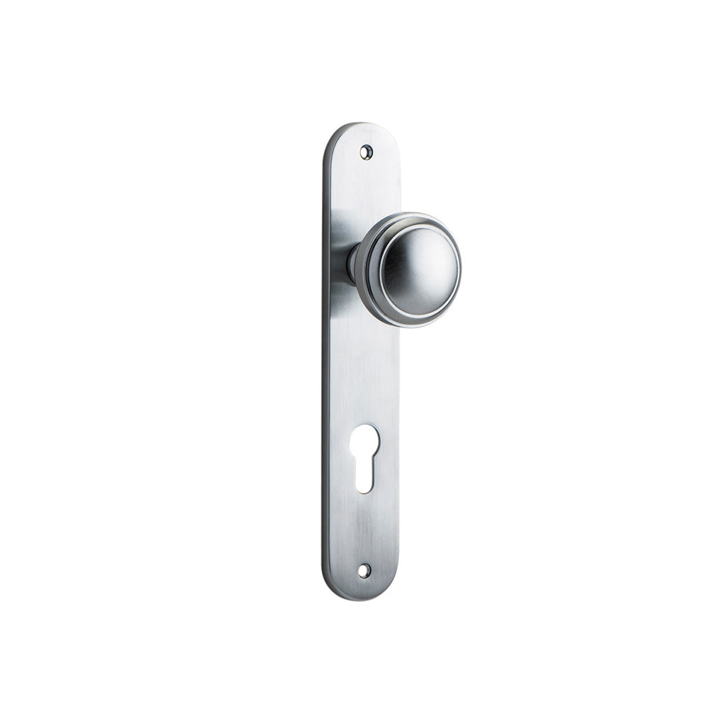 Paddington Knob - Oval Backplate Brushed Chrome / Entrance / Lever Set Only