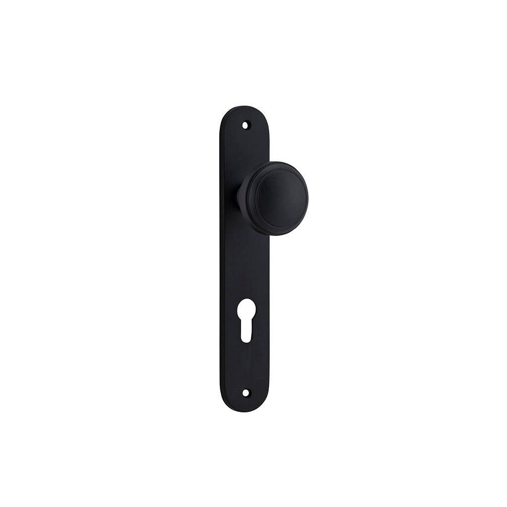 Paddington Knob - Oval Backplate Matt Black / Entrance / Lever Set Only
