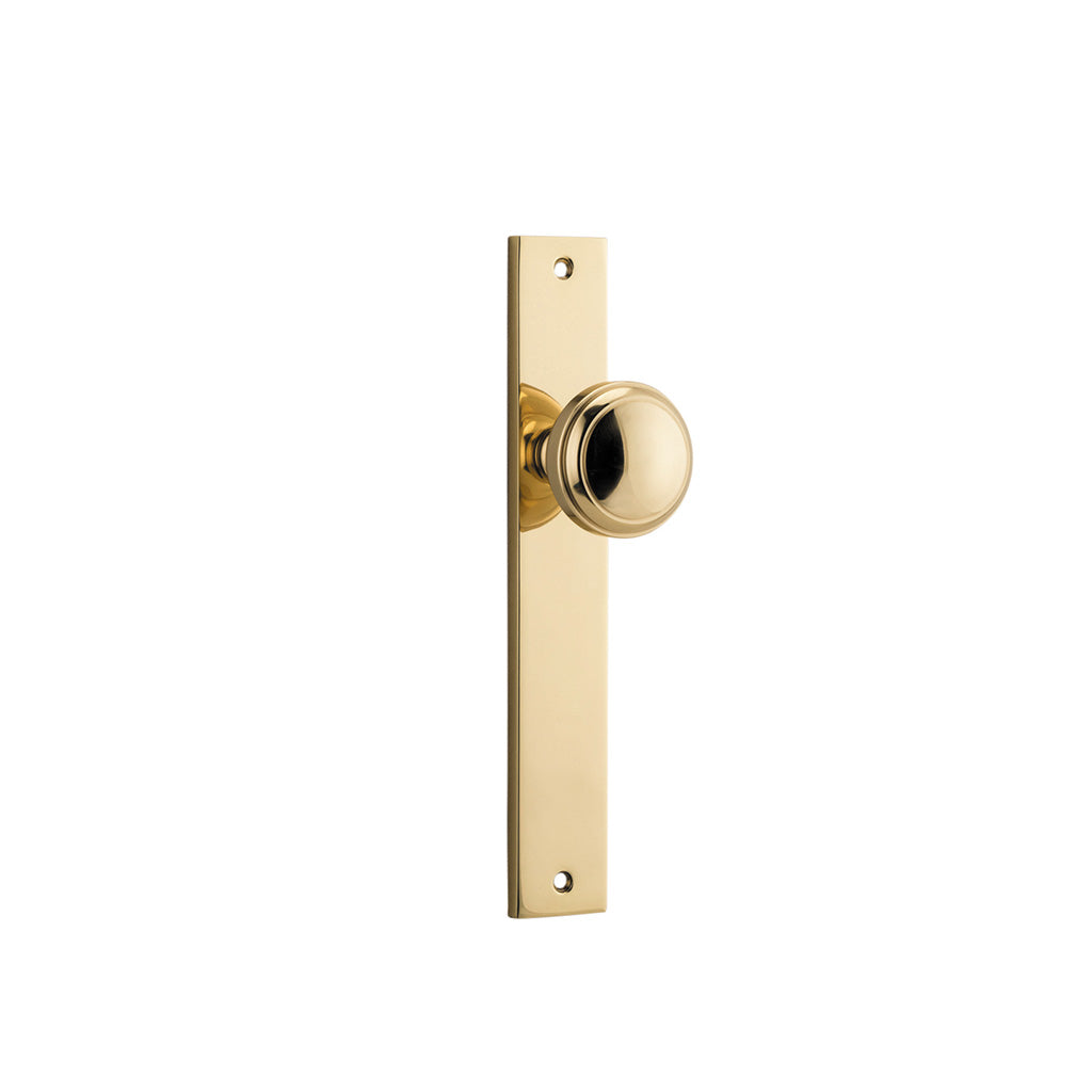 Paddington Knob - Rectangular Backplate Polished Brass / Passage / Lever Set Only