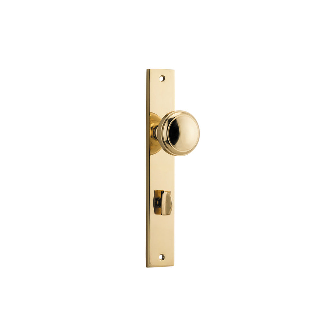 Paddington Knob - Rectangular Backplate Polished Brass / Privacy / Lever Set Only