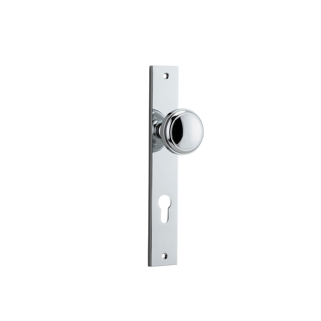 Paddington Knob - Rectangular Backplate Polished Chrome / Entrance / Lever Set Only