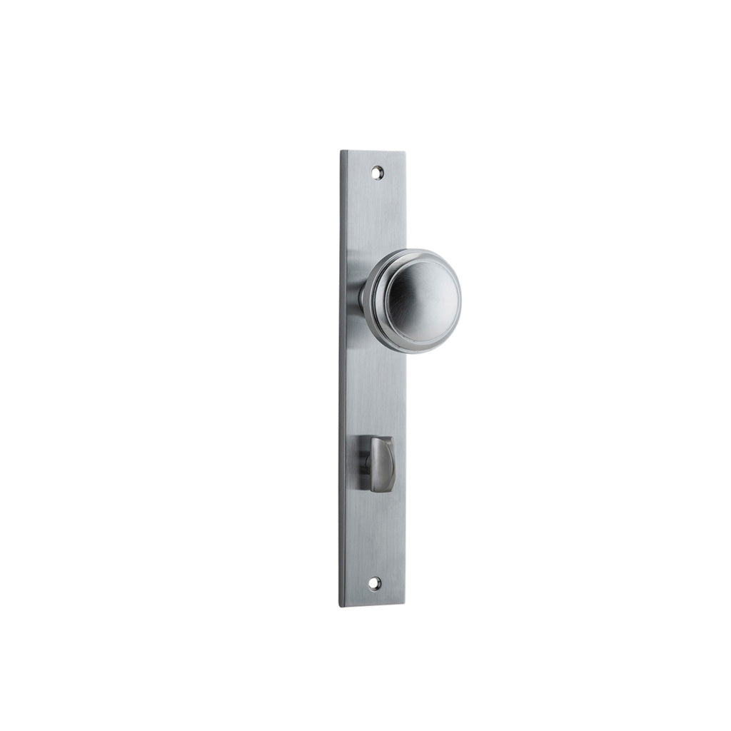 Paddington Knob - Rectangular Backplate Brushed Chrome / Privacy / Lever Set Only