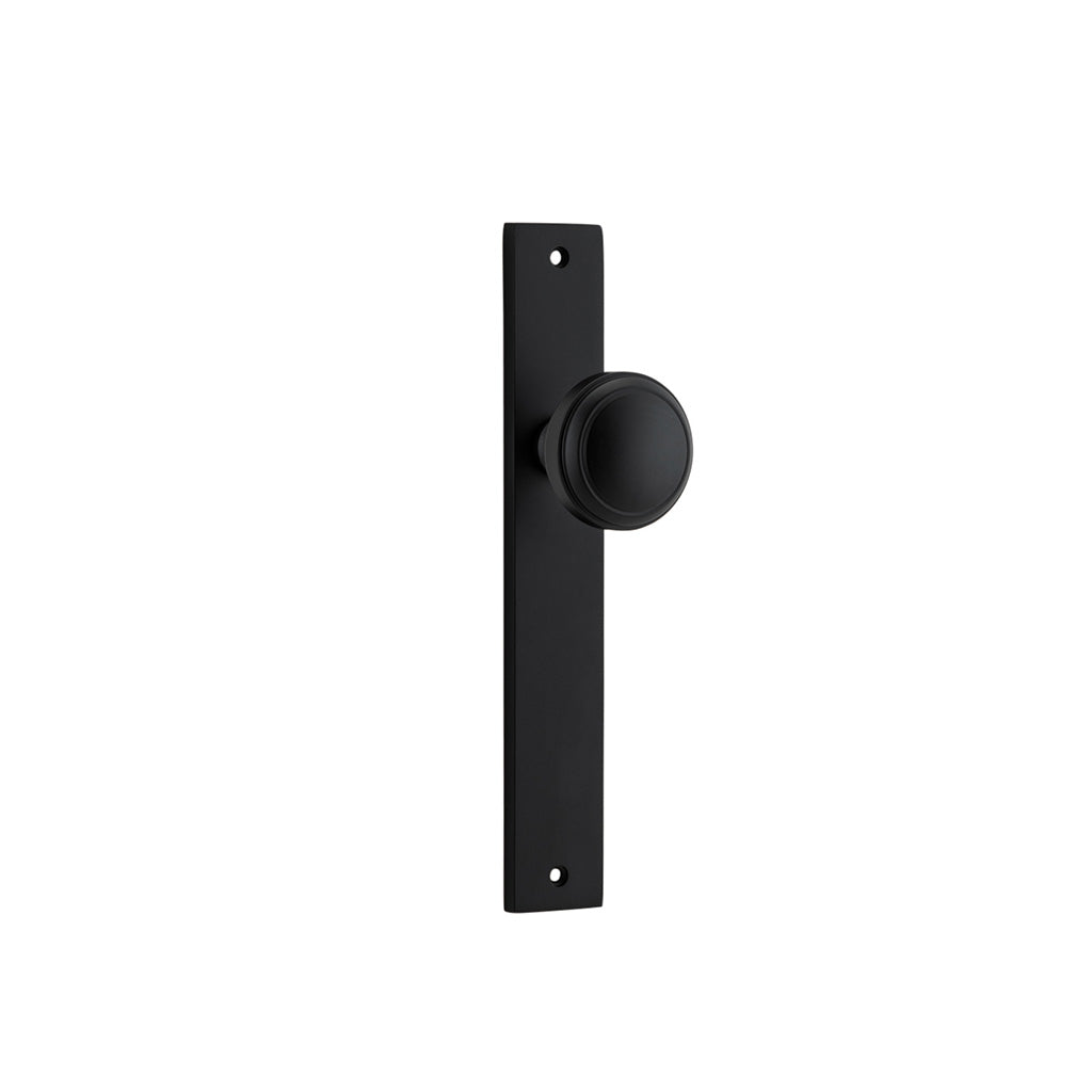 Paddington Knob - Rectangular Backplate Matt Black / Passage / Lever Set Only