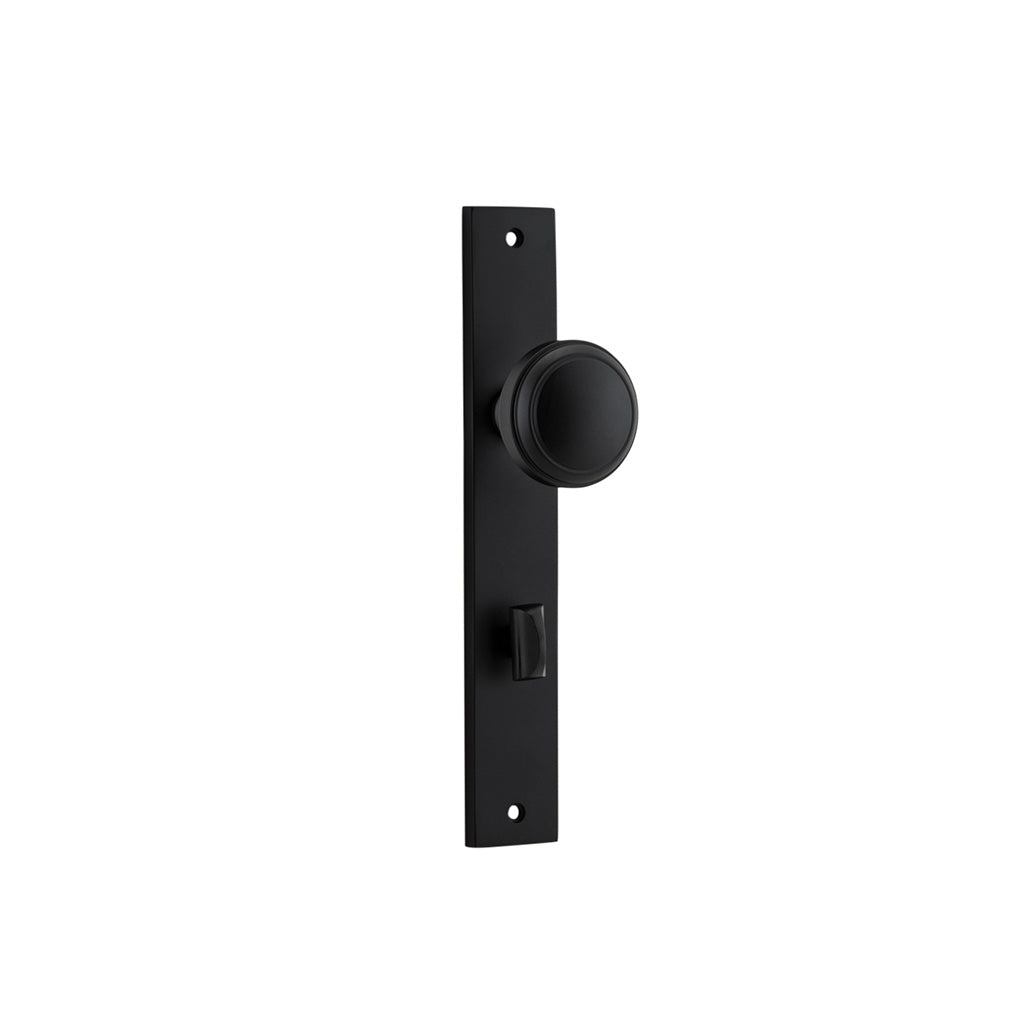 Paddington Knob - Rectangular Backplate Matt Black / Privacy / Lever Set Only