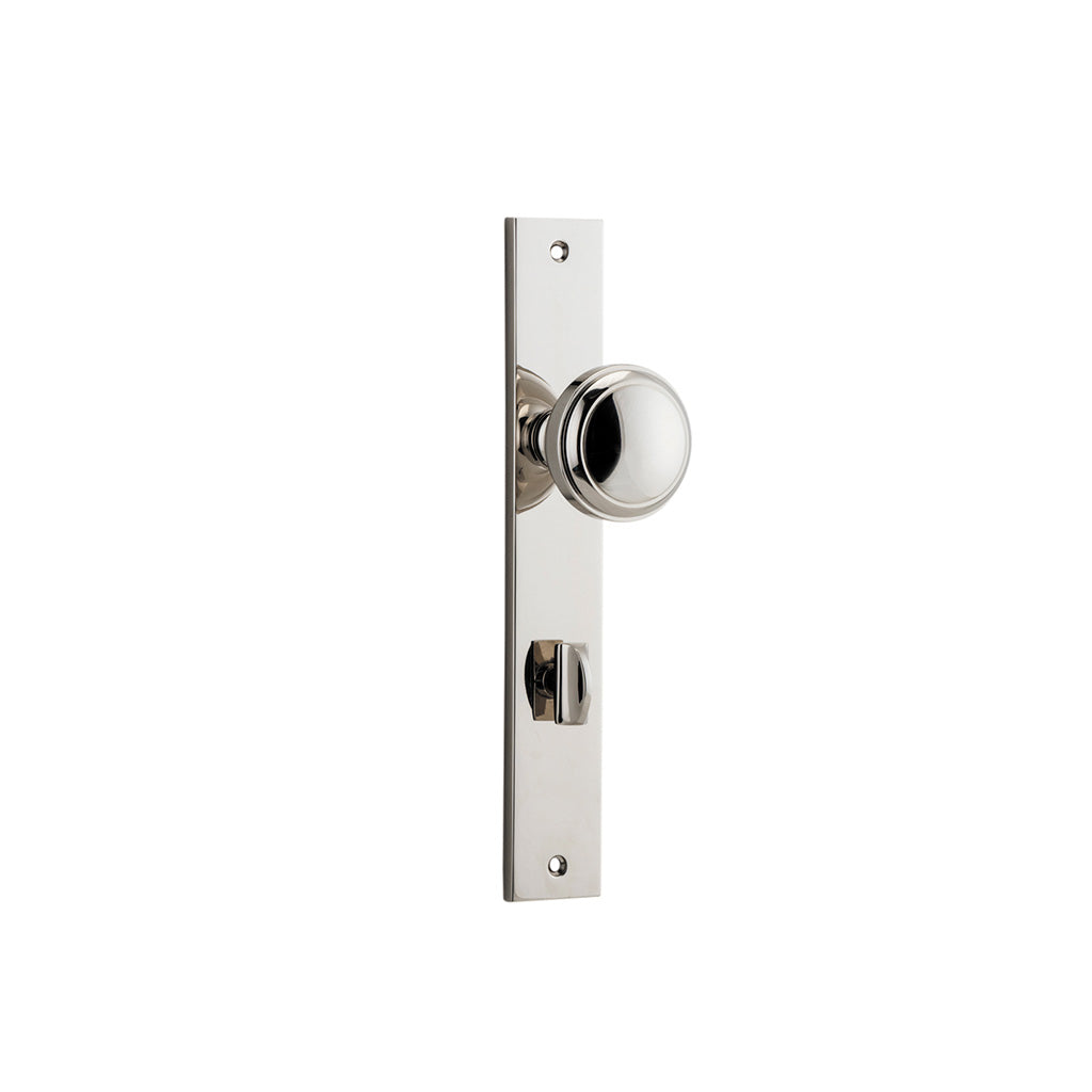 Paddington Knob - Rectangular Backplate Polished Nickel / Privacy / Lever Set Only