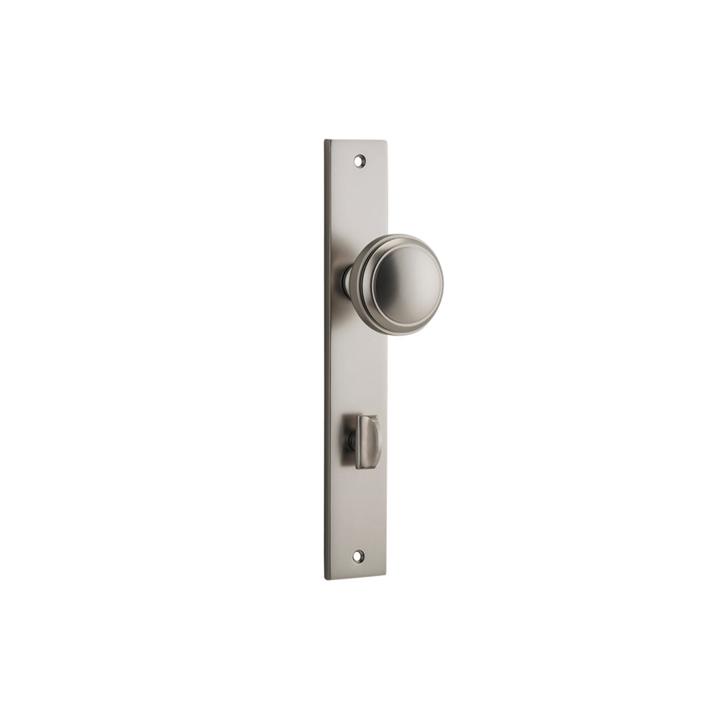 Paddington Knob - Rectangular Backplate Satin Nickel / Privacy / Lever Set Only