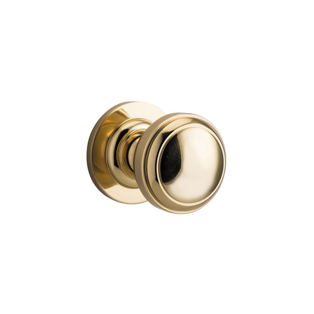 Paddington Knob - Round Rose Polished Brass / Passage / Lever Set Only