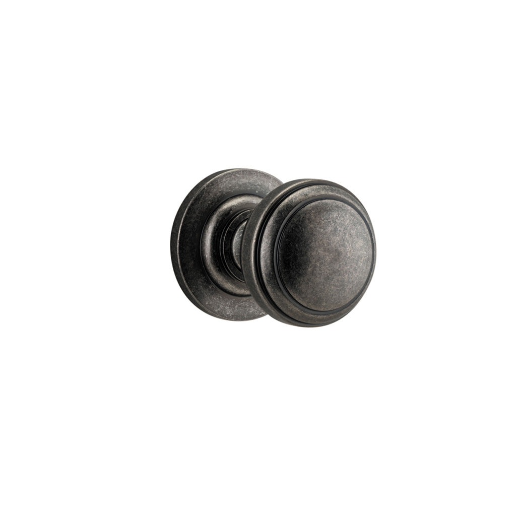 Paddington Knob - Round Rose Distressed Nickel / Passage / Lever Set Only