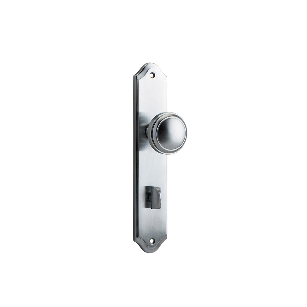 Paddington Knob - Shouldered Backplate Brushed Chrome / Privacy / Lever Set Only