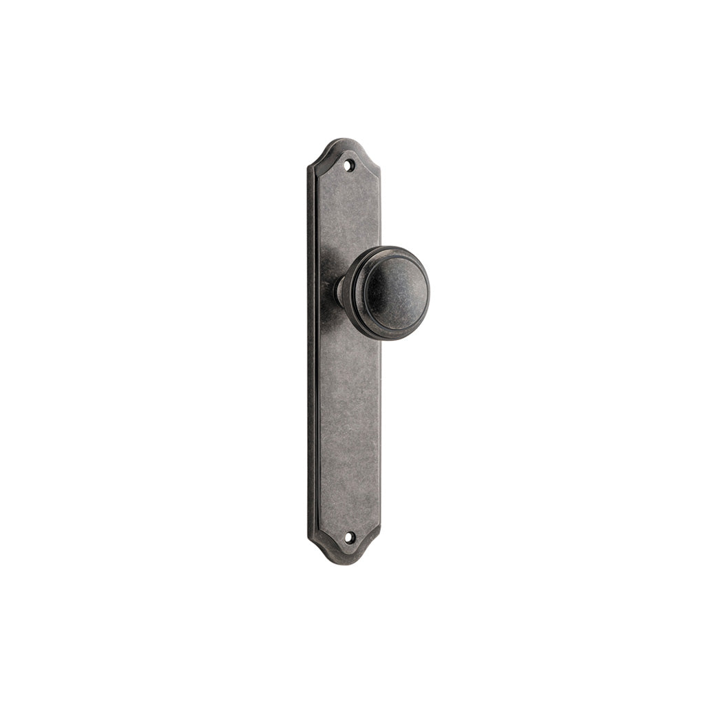 Paddington Knob - Shouldered Backplate Distressed Nickel / Passage / Lever Set Only