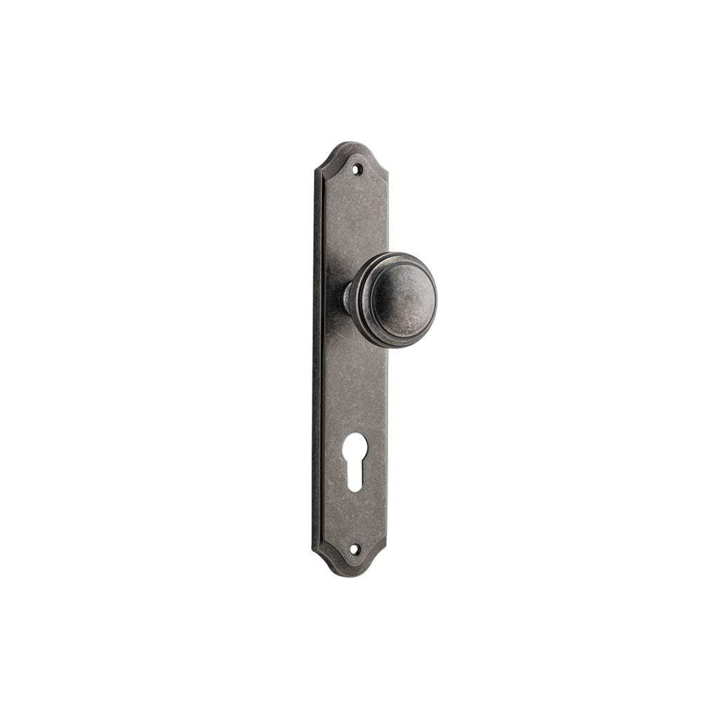 Paddington Knob - Shouldered Backplate Distressed Nickel / Entrance / Lever Set Only