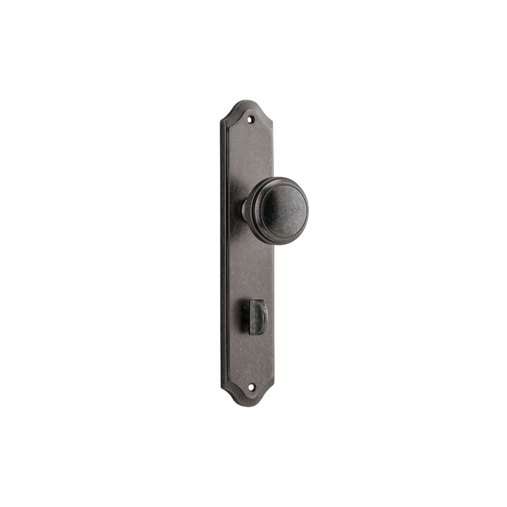 Paddington Knob - Shouldered Backplate Distressed Nickel / Privacy / Lever Set Only