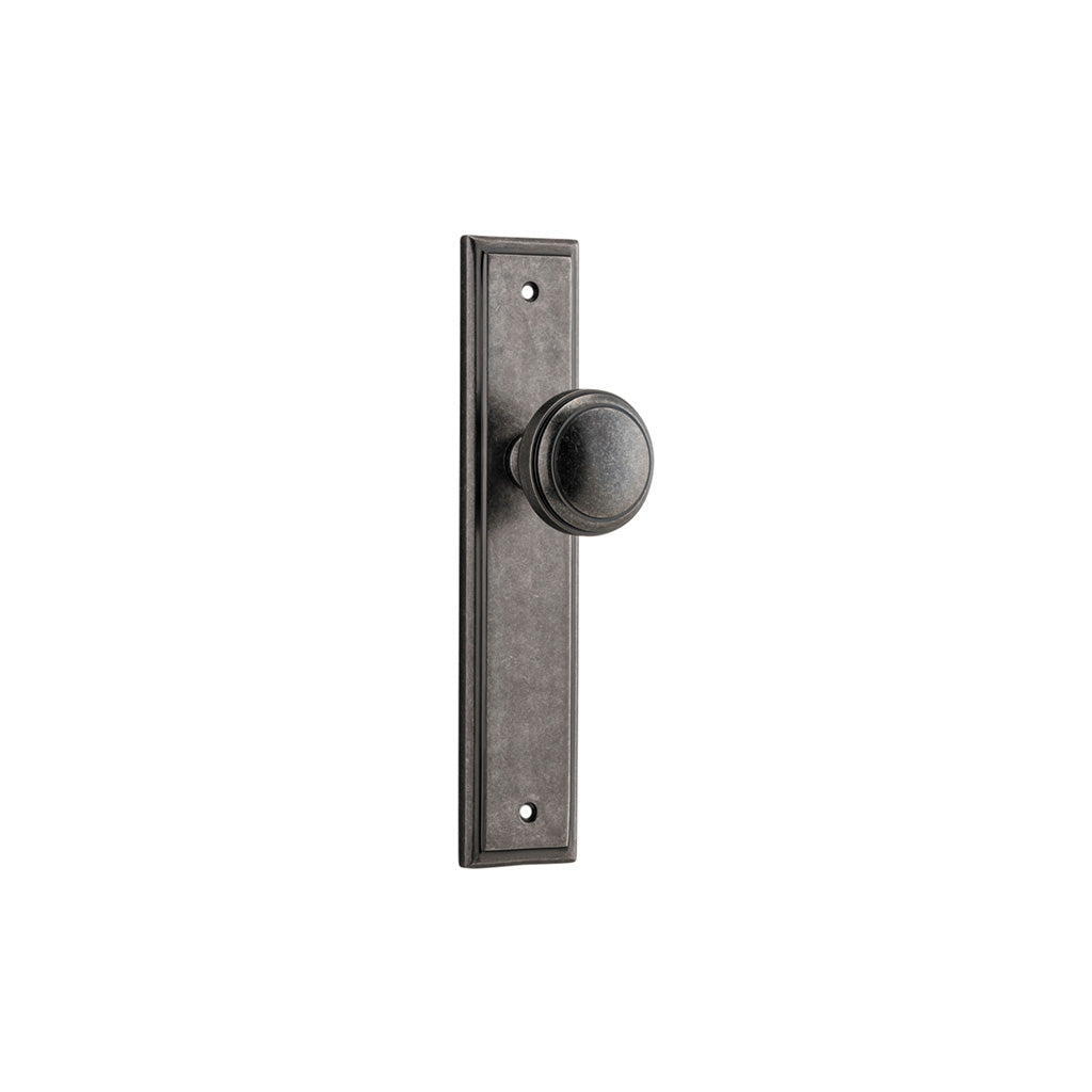 Paddington Knob - Stepped Backplate Distressed Nickel / Passage / Lever Set Only