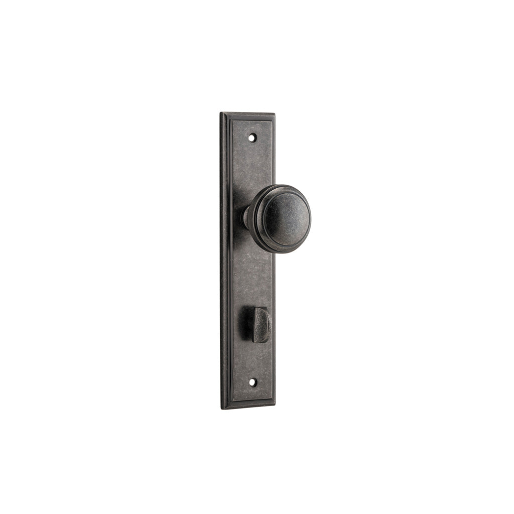 Paddington Knob - Stepped Backplate Distressed Nickel / Privacy / Lever Set Only