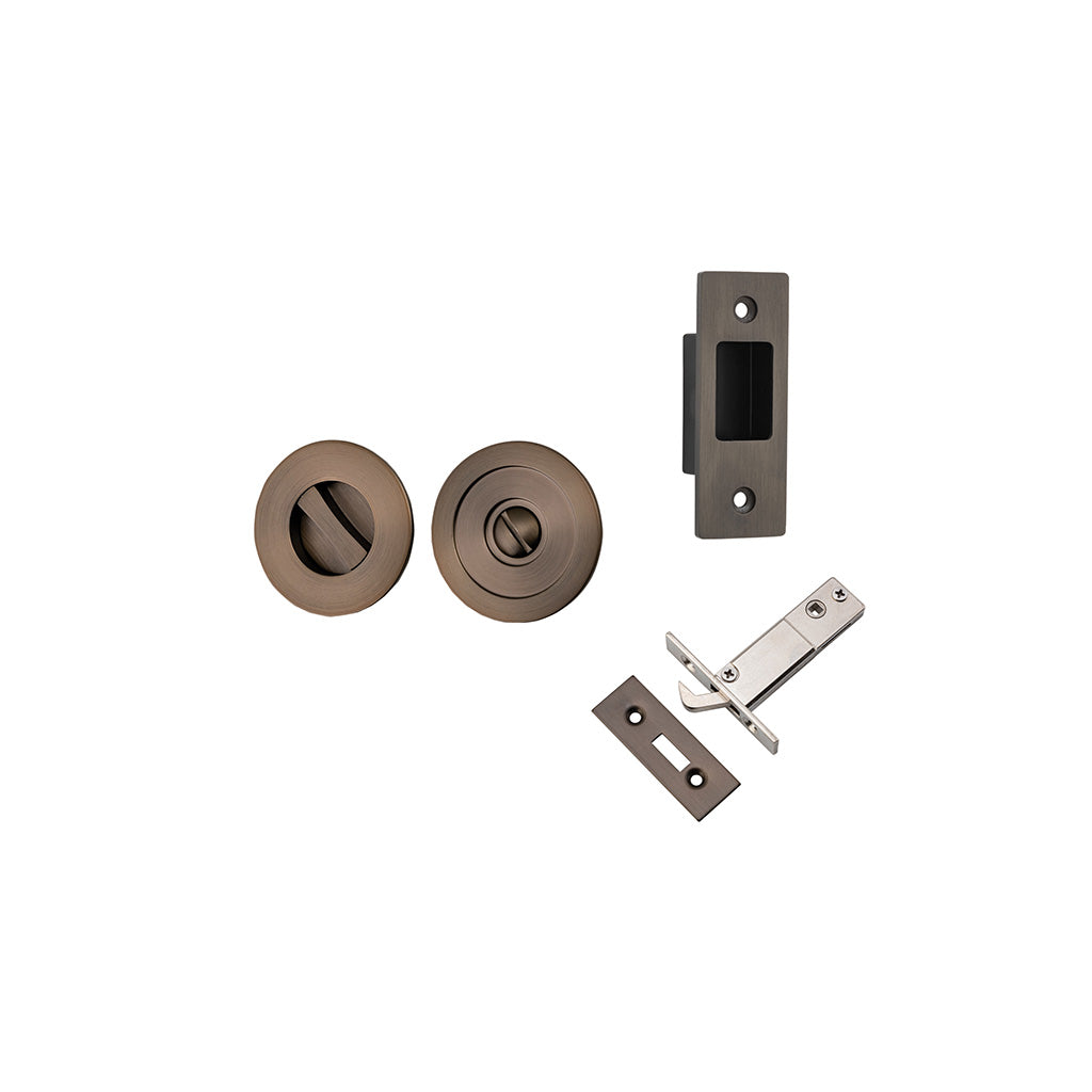 Round Sliding Door Pull Signature Brass / Privacy