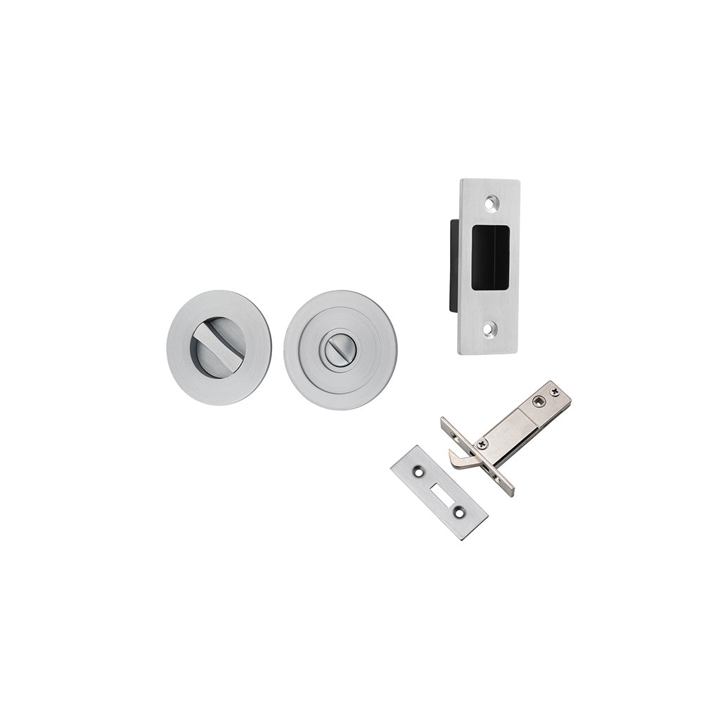 Round Sliding Door Pull Brushed Chrome / Privacy