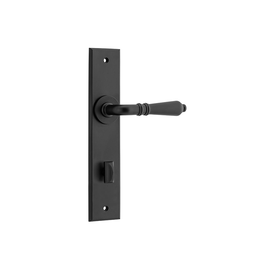 Sarlat Lever - Chamfered Backplate Matt Black / Privacy / Lever Set Only