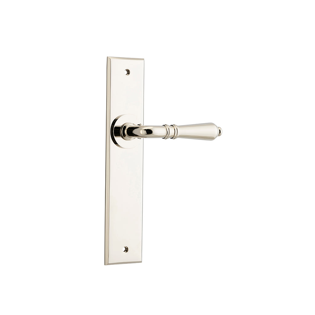 Sarlat Lever - Chamfered Backplate Polished Nickel / Passage / Lever Set Only