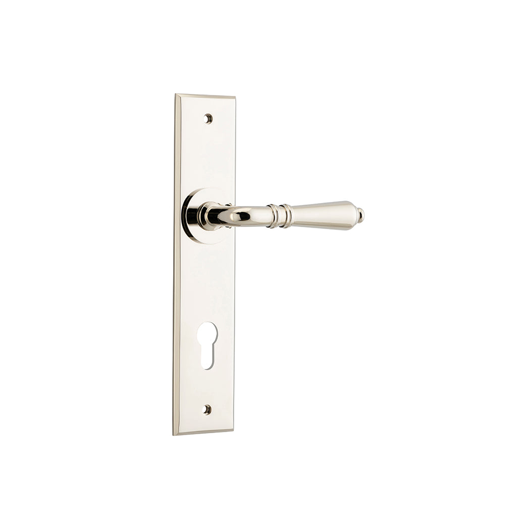 Sarlat Lever - Chamfered Backplate Polished Nickel / Entrance / Lever Set Only