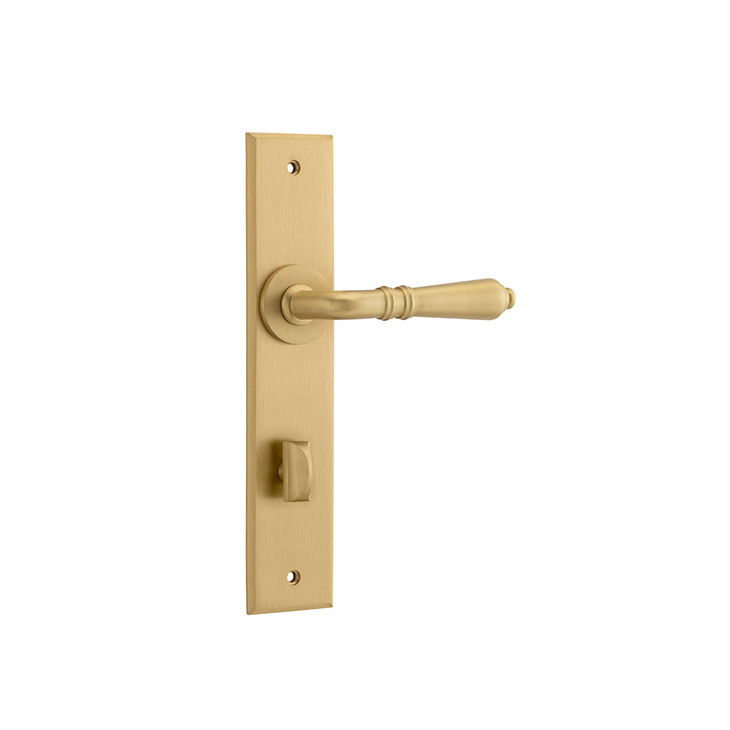 Sarlat Lever - Chamfered Backplate Brushed Brass / Privacy / Lever Set Only