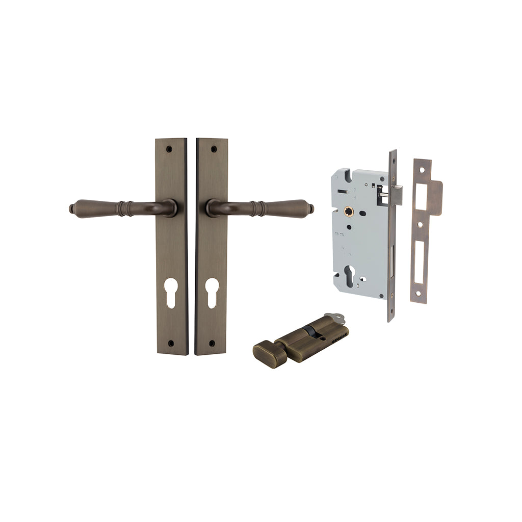 Sarlat Lever - Rectangular Backplate Signature Brass / Entrance / Entrance Kit (Key-Thumb)