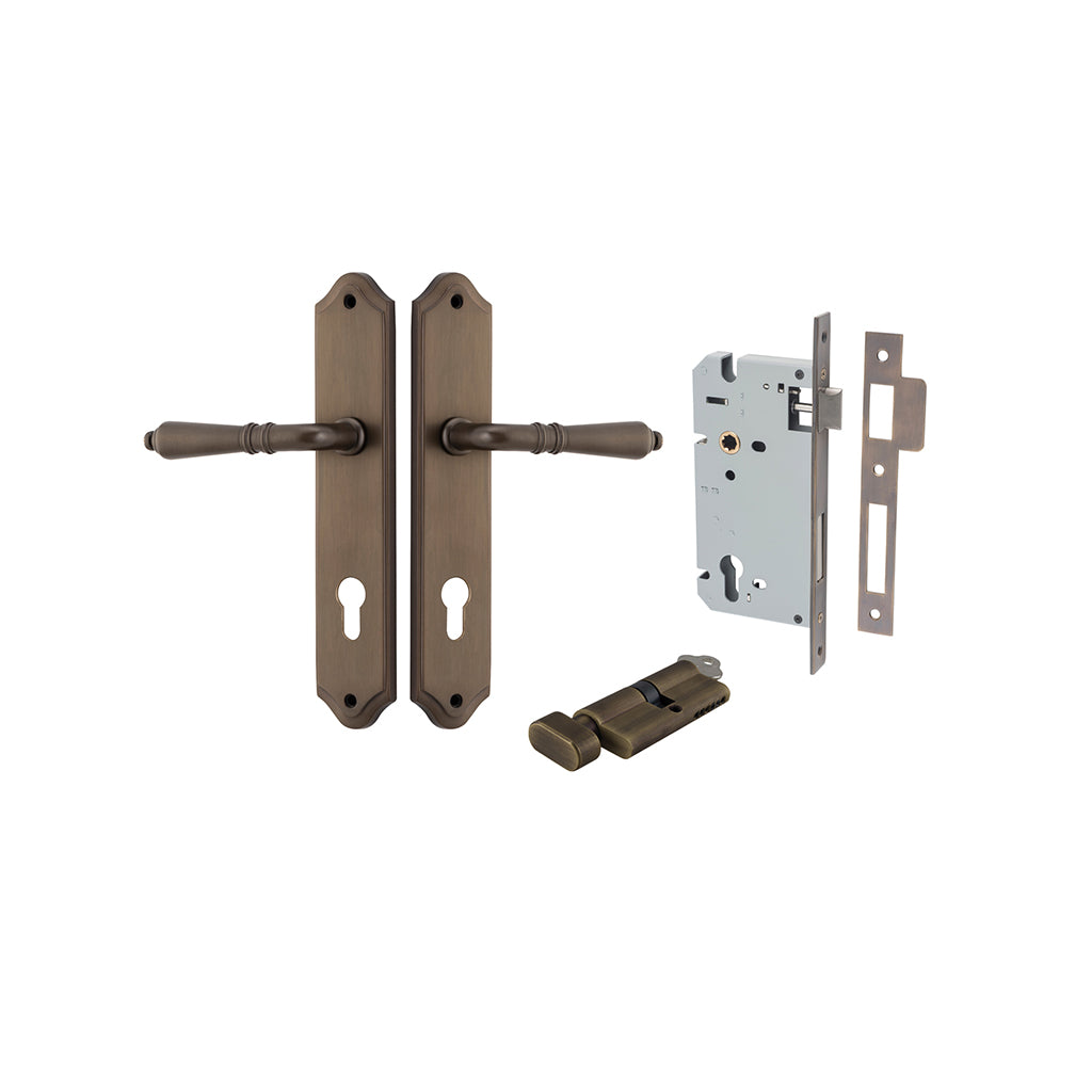 Sarlat Lever - Shouldered Backplate Signature Brass / Entrance / Entrance Kit (Key-Thumb)