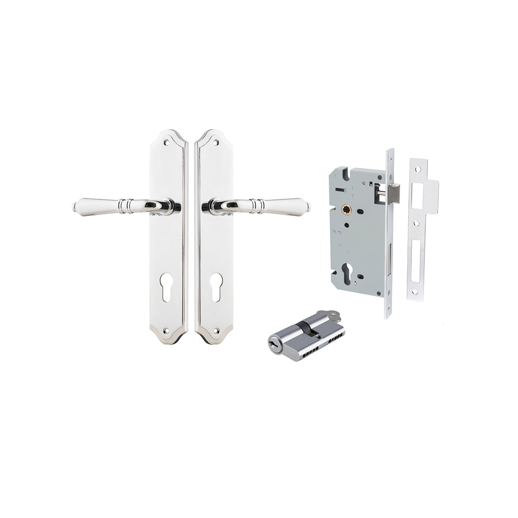 Sarlat Lever - Shouldered Backplate Polished Chrome / Entrance / Entrance Kit Dual Function (Key-Key)