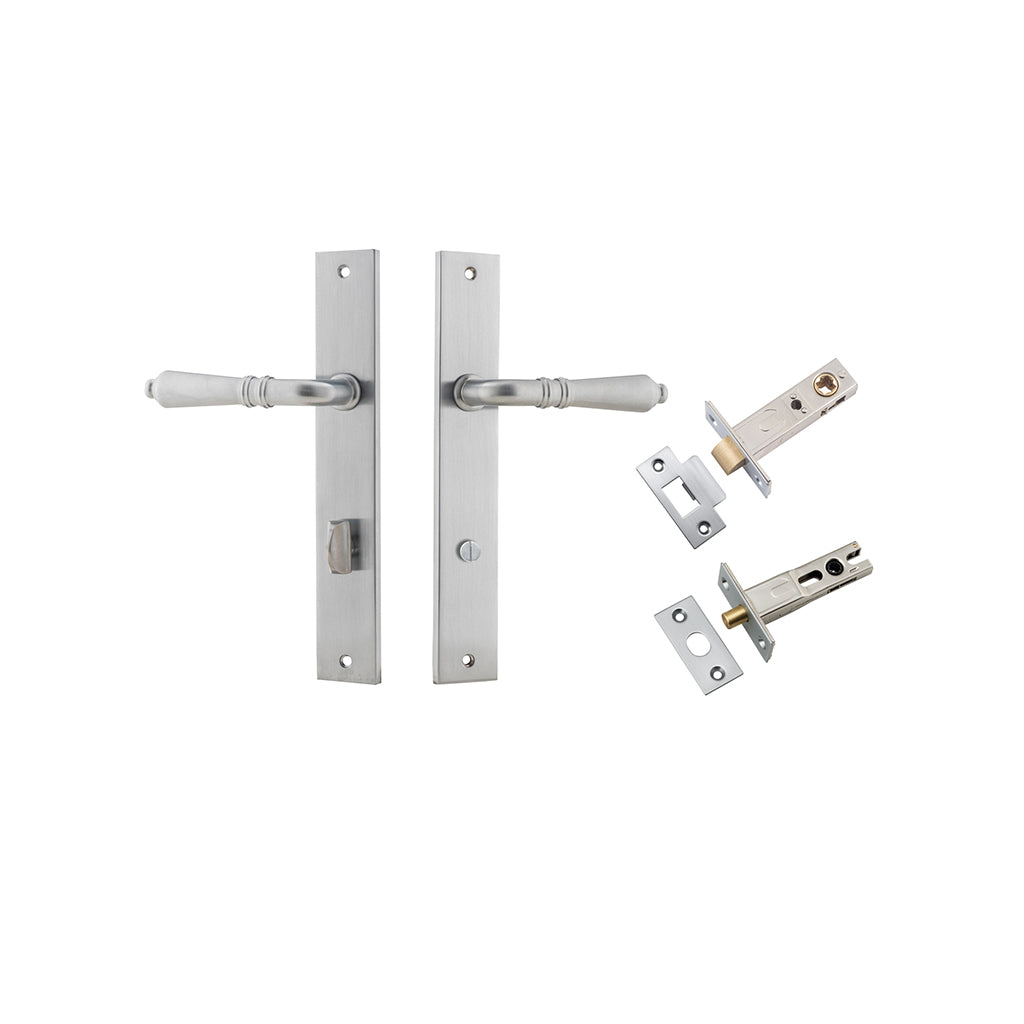 Sarlat Lever - Rectangular Backplate Brushed Chrome / Privacy / Separate Privacy Kit