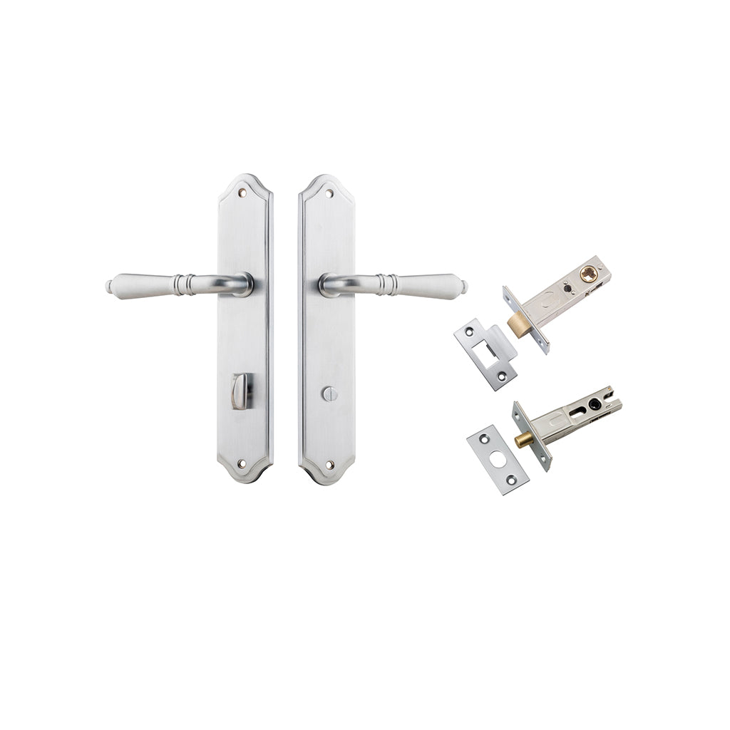 Sarlat Lever - Shouldered Backplate Brushed Chrome / Privacy / Separate Privacy Kit