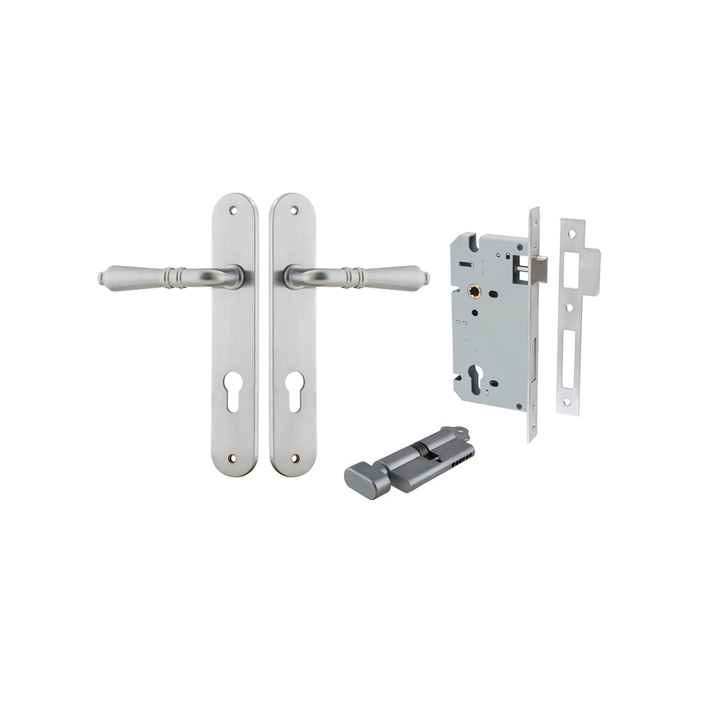 Sarlat Lever - Oval Backplate Brushed Chrome / Entrance / Entrance Kit (Key-Thumb)