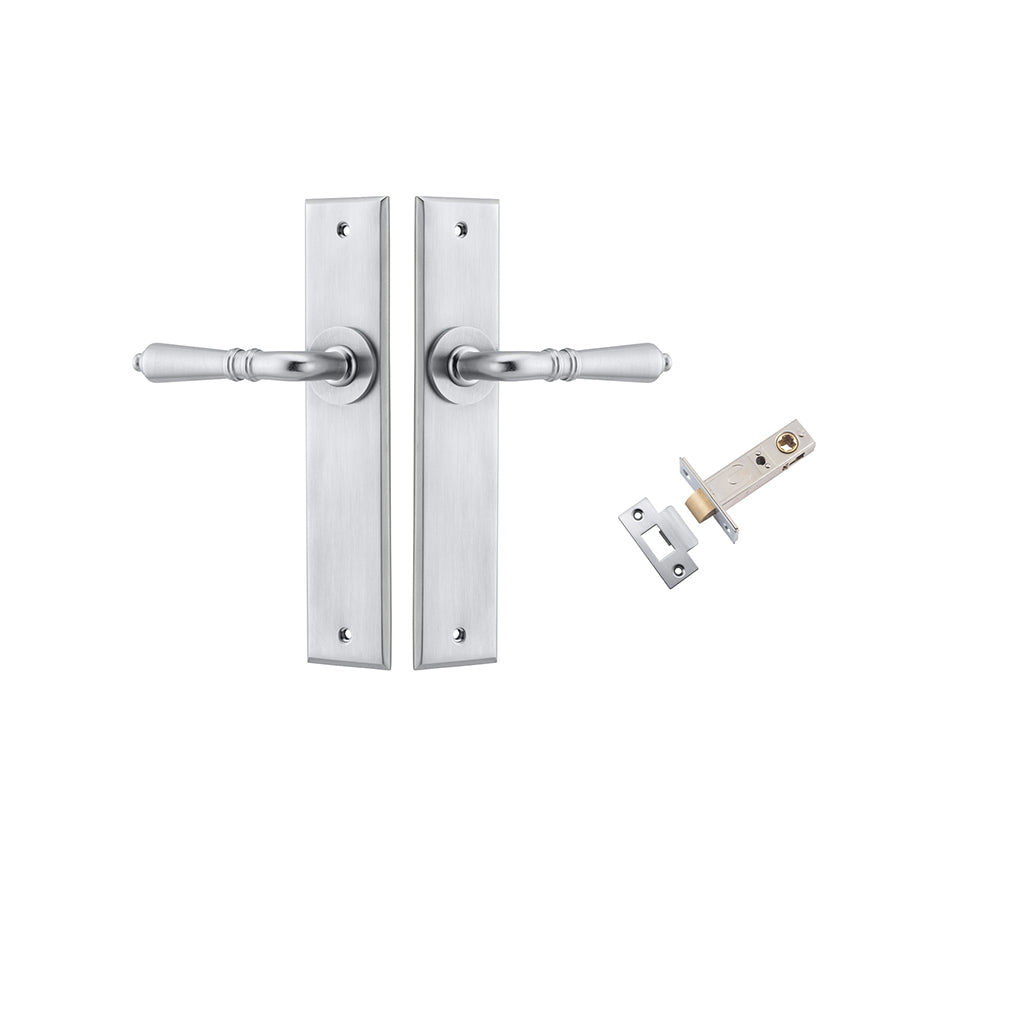 Sarlat Lever - Chamfered Backplate Brushed Chrome / Passage / Passage Kit